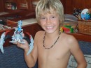 John below working on his Bionicle that J and J brought!